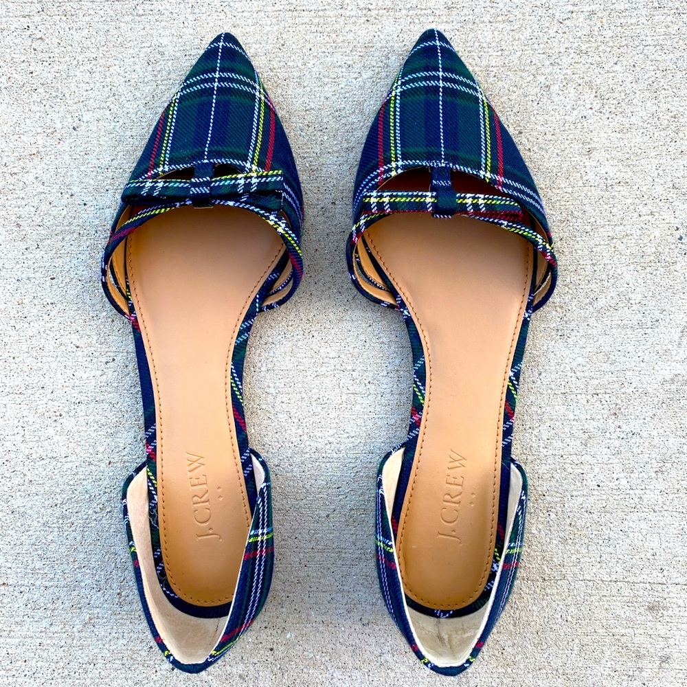 NEW! J. Crew Tartan Plaid Bow Flats Size 8